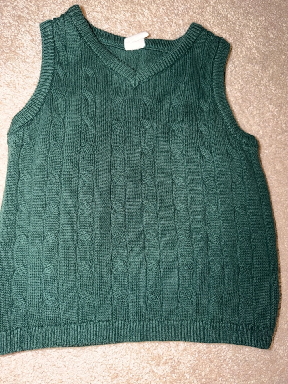 H&M Dark Green Cable-Knit V-Neck Sweater Vest